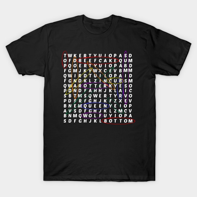 Funny Gay LGBTQ Adult Naughty Humor Slang Crossword Puzzle T-Shirt by egcreations